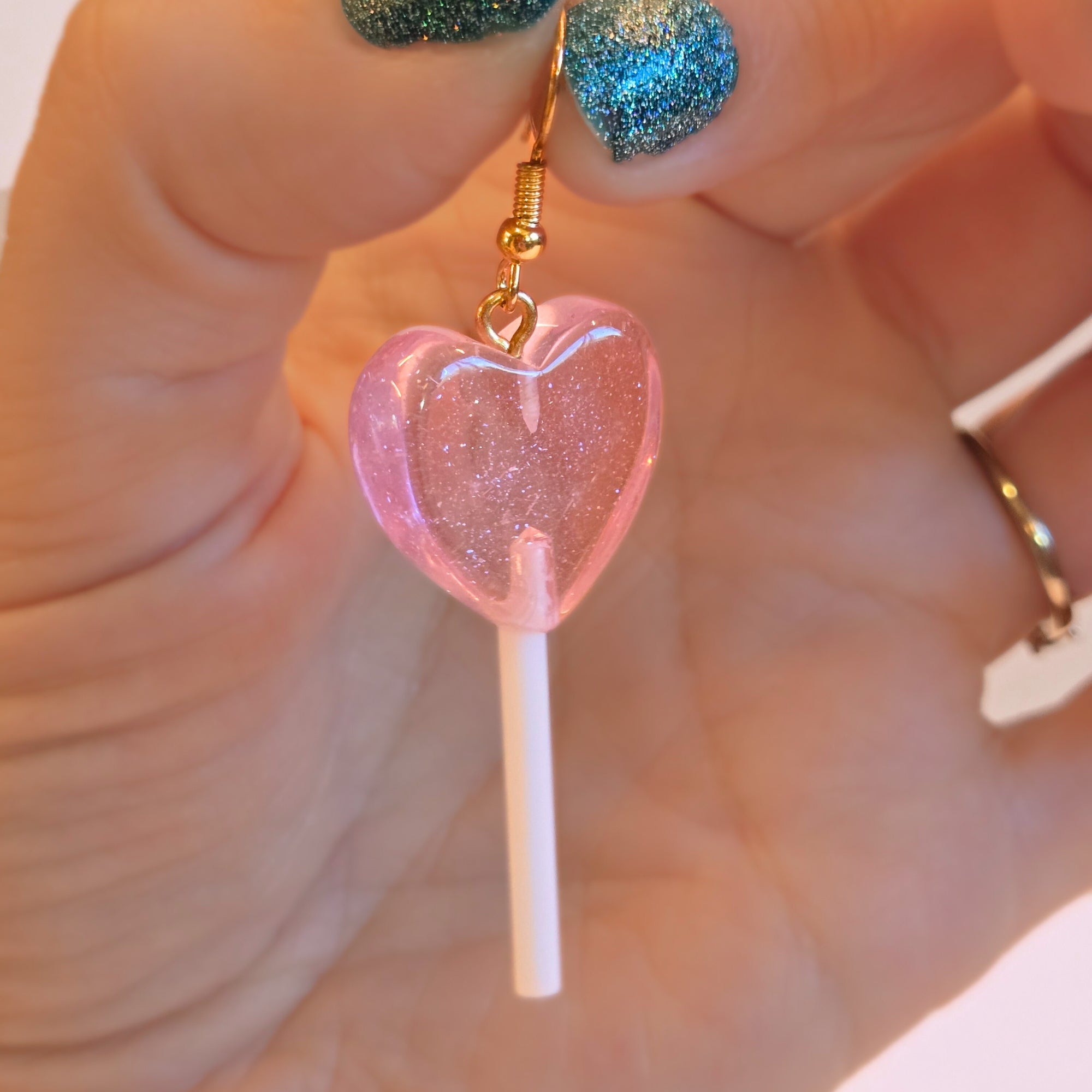 Lollipop Earrings (Pink Hearts) - NovaSmartLinks