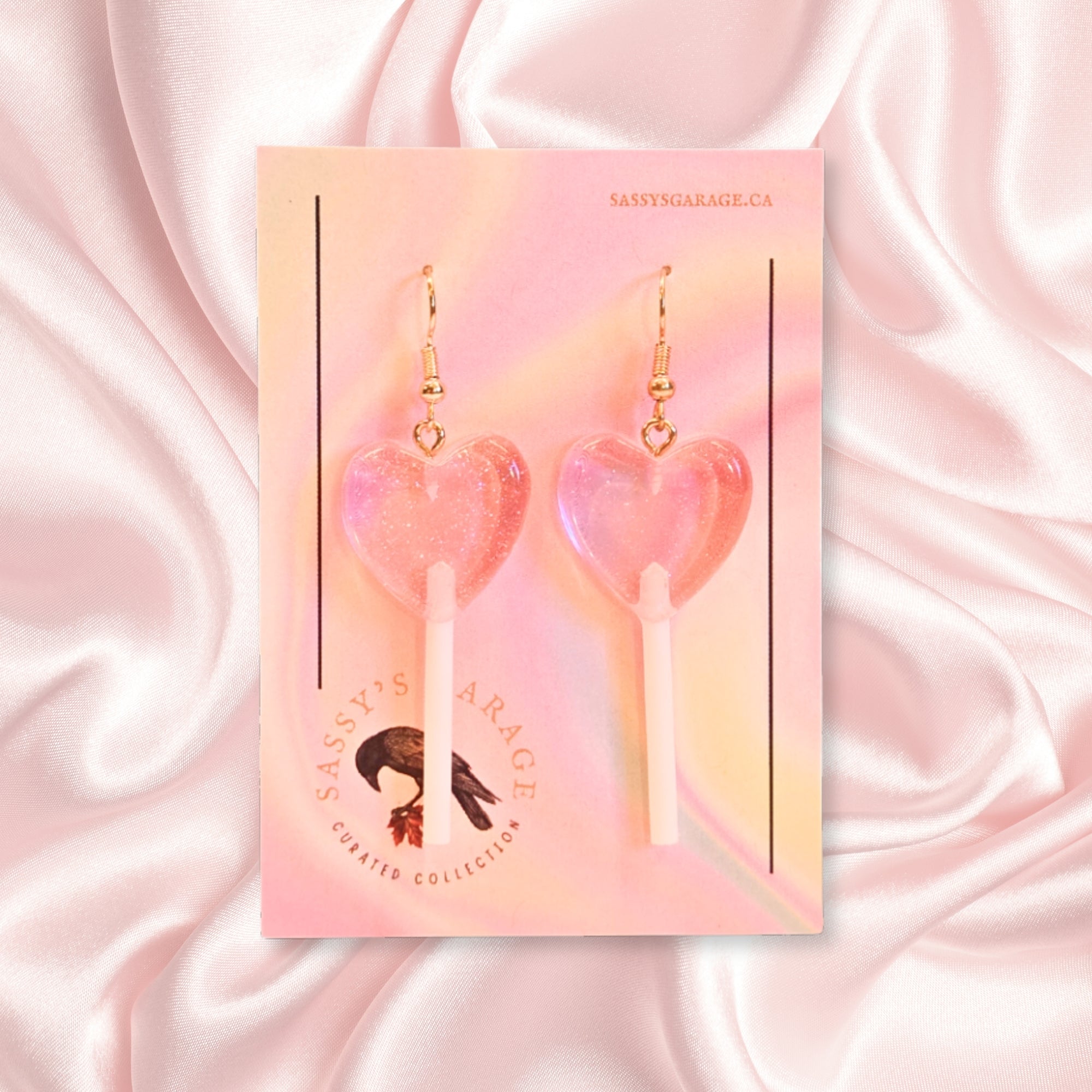 Lollipop Earrings (Pink Hearts) - NovaSmartLinks