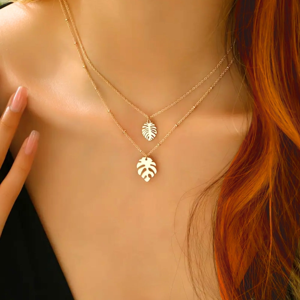 Monstera Leaf Layered Necklace - NovaSmartLinks