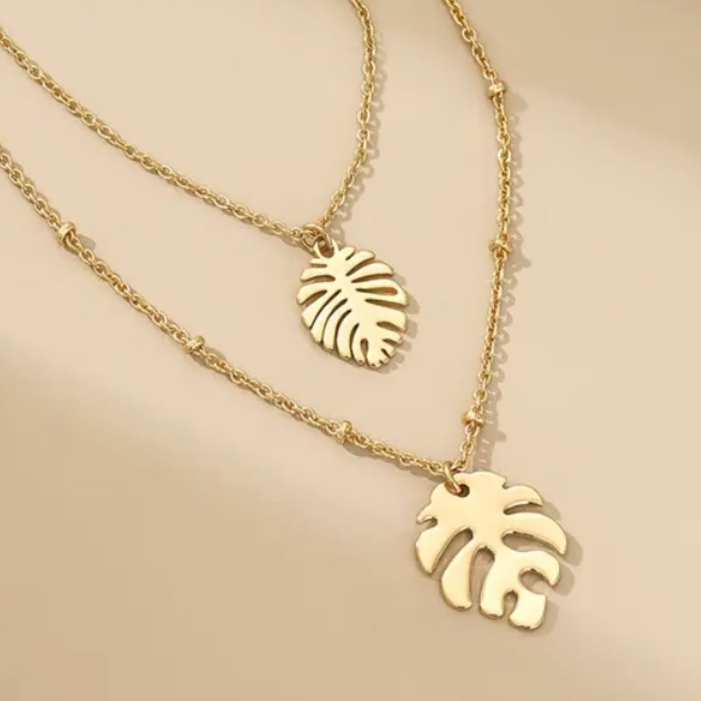 Monstera Leaf Layered Necklace - NovaSmartLinks