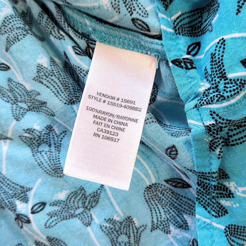 Northern Reflections Blue Floral Button-Up Sleeveless Blouse [XL] - NovaSmartLinks