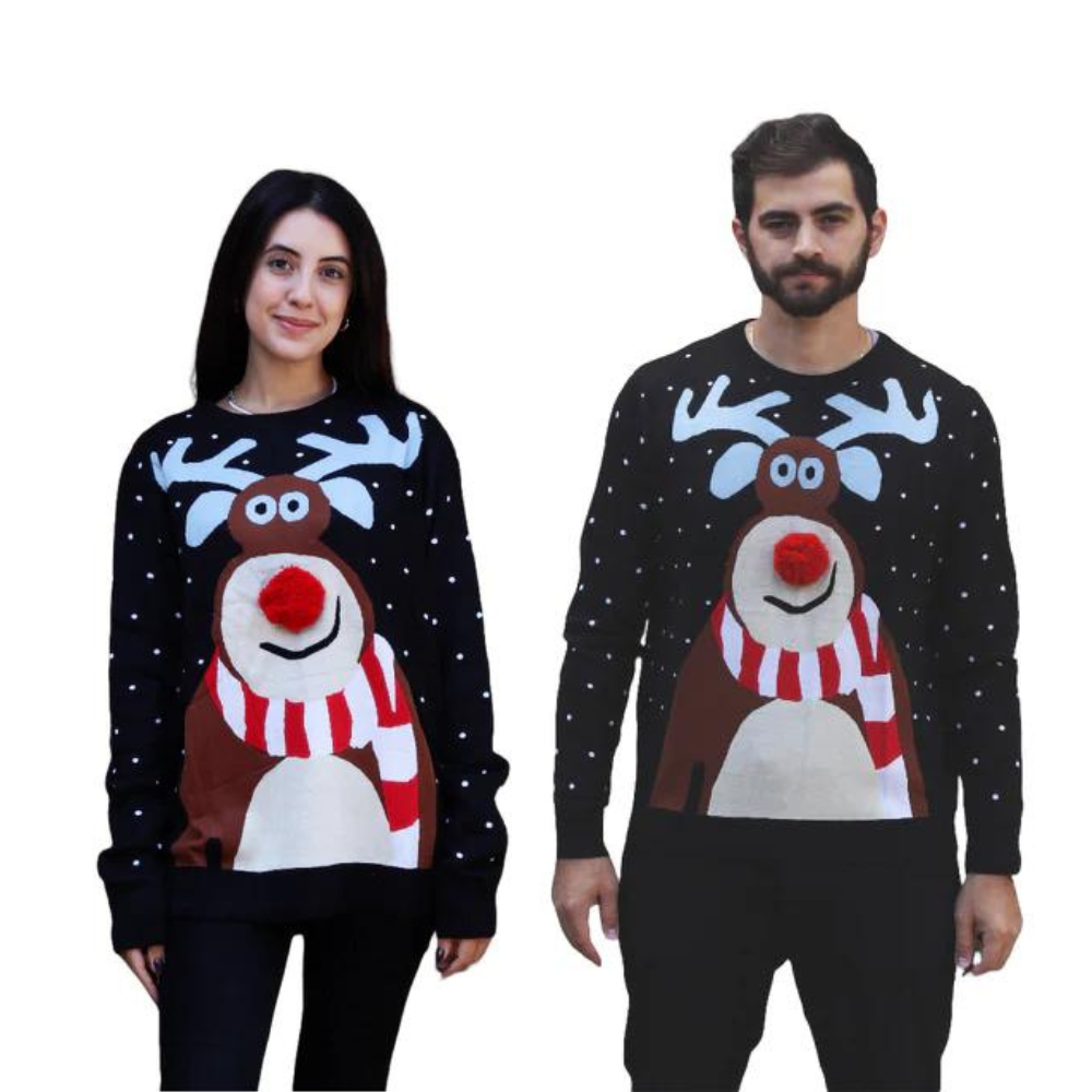 Couple - Nosy Reindeer Christmas Sweater - NovaSmartLinks