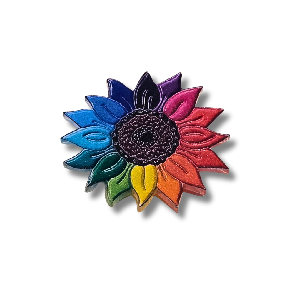 Rainbow Sunflower Acrylic Pin - NovaSmartLinks