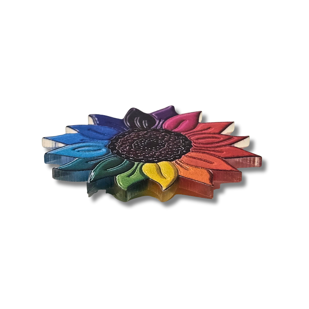 Rainbow Sunflower Acrylic Pin - NovaSmartLinks