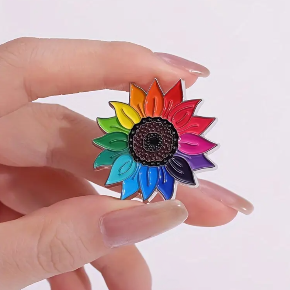 Rainbow Sunflower Acrylic Pin - NovaSmartLinks