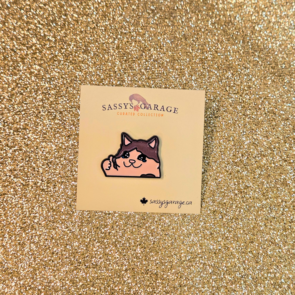 Doing Great! Sad Cat Thumbs Up Meme | Collectible Pin - NovaSmartLinks