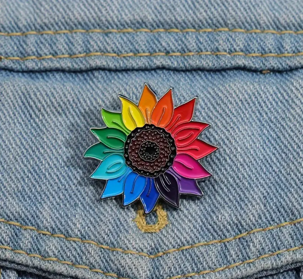Rainbow Sunflower Acrylic Pin - NovaSmartLinks