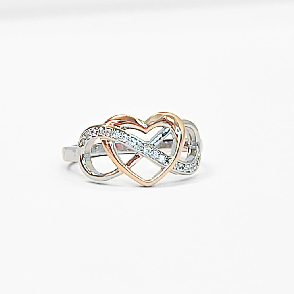 Sterling Silver Rose Gold Infinity Heart Ring - NovaSmartLinks
