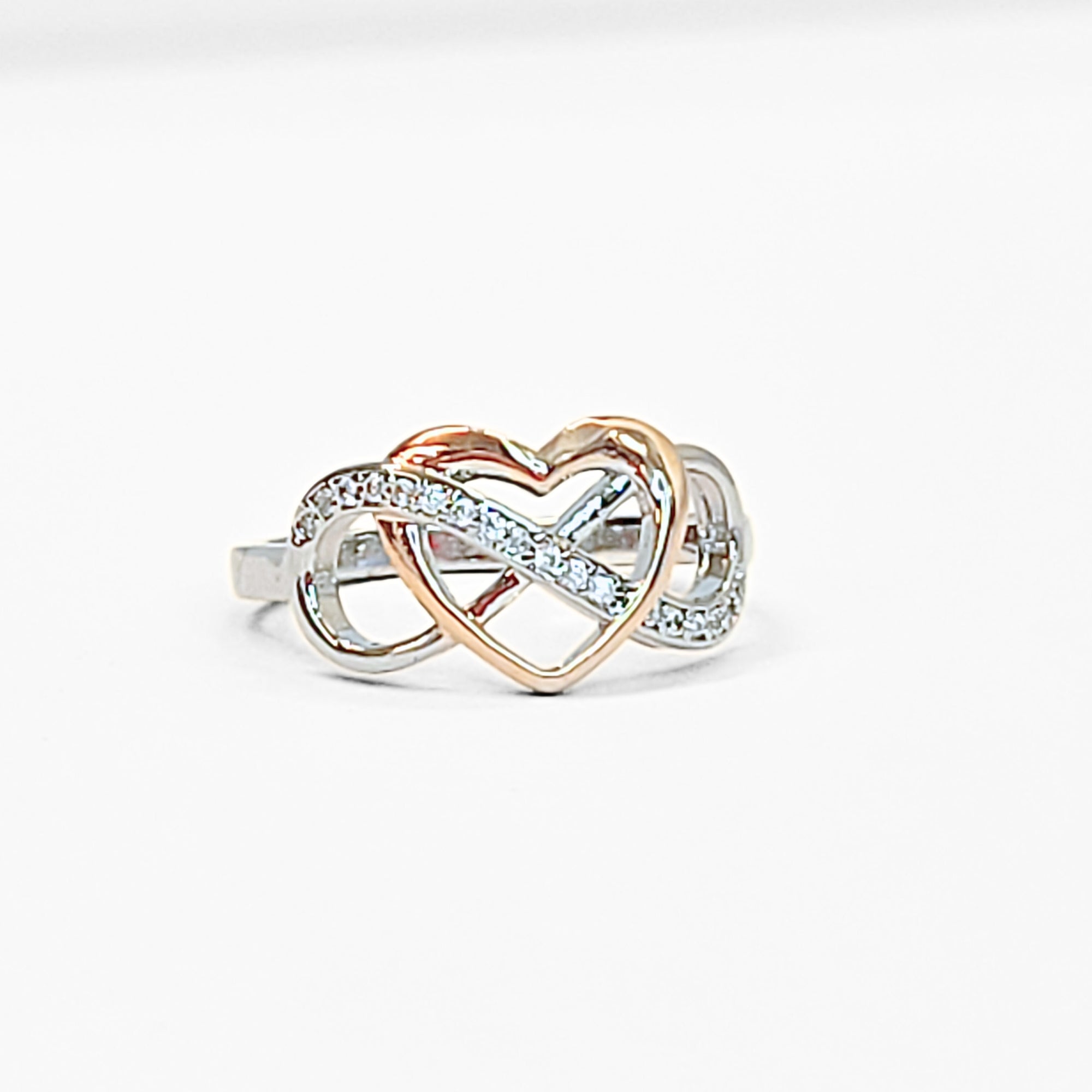 Sterling Silver Rose Gold Infinity Heart Ring - NovaSmartLinks