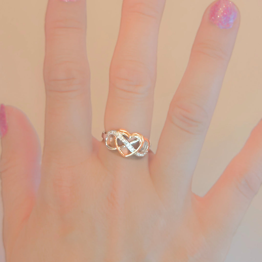 Sterling Silver Rose Gold Infinity Heart Ring - NovaSmartLinks