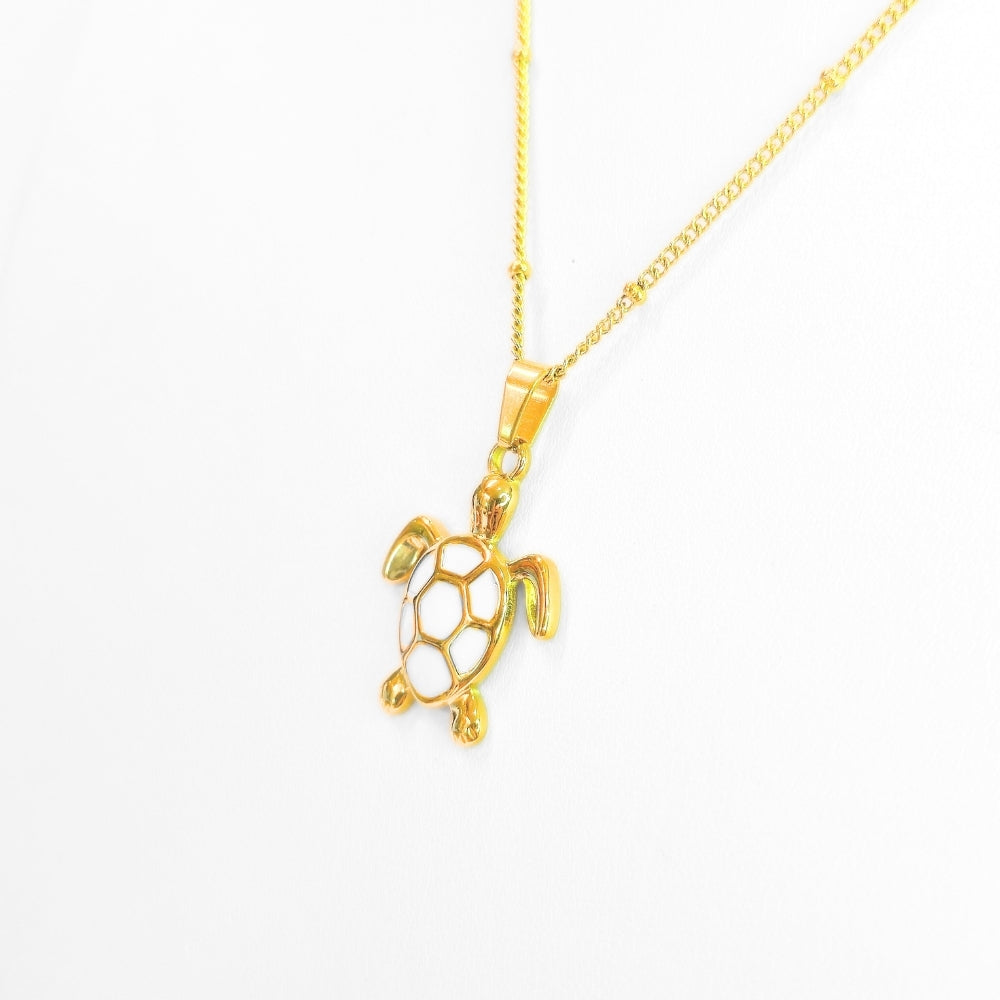 Golden Bohemian White Turtle Necklace - NovaSmartLinks