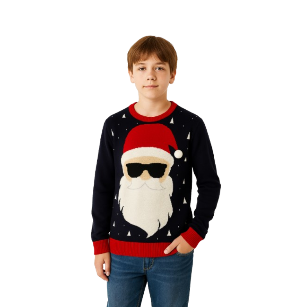 Boy Smart Santa in Shades Sweater with Pom pom - NovaSmartLinks