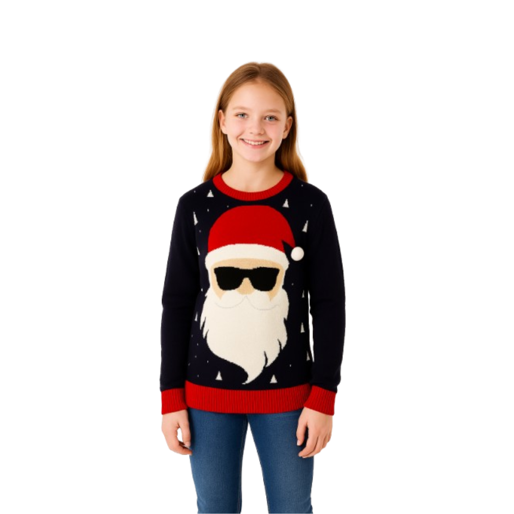 Girl Smart Santa in Shades Sweater with Pom pom - NovaSmartLinks