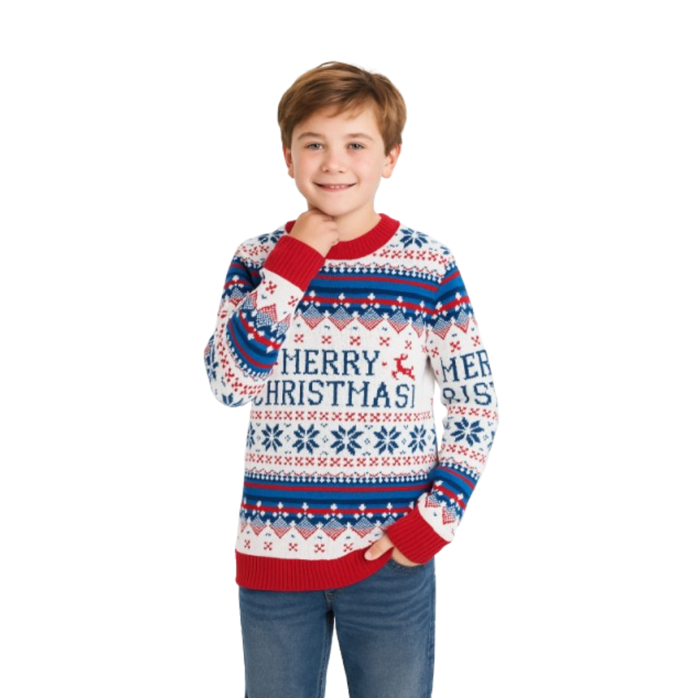 Boy White Merry Christmas Sweater - NovaSmartLinks