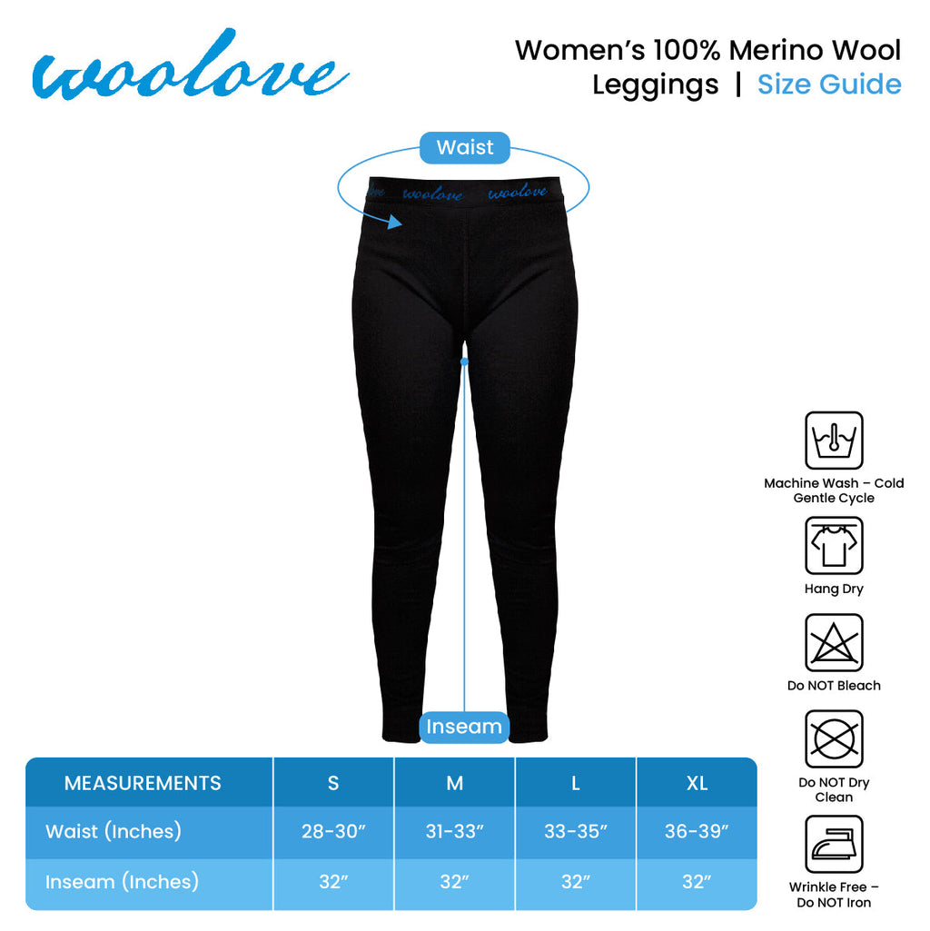 Women's 100% Merino Wool Long Underwear Base Layer Leggings 190 GSM - Midweight - NovaSmartLinks