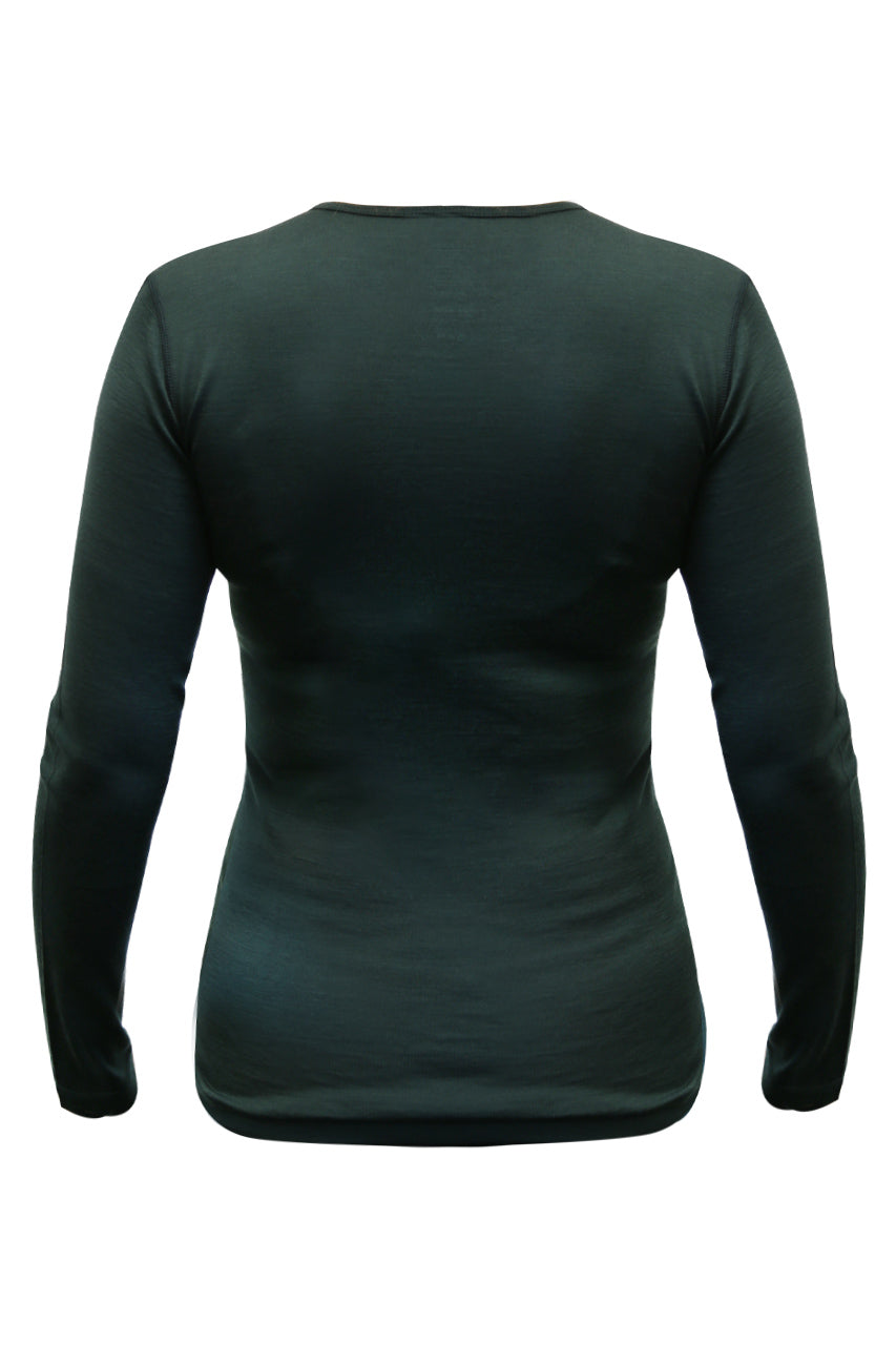 Women's 100% Merino Wool Base Layer Long Sleeve Crew Neck Shirt 190 GSM - NovaSmartLinks