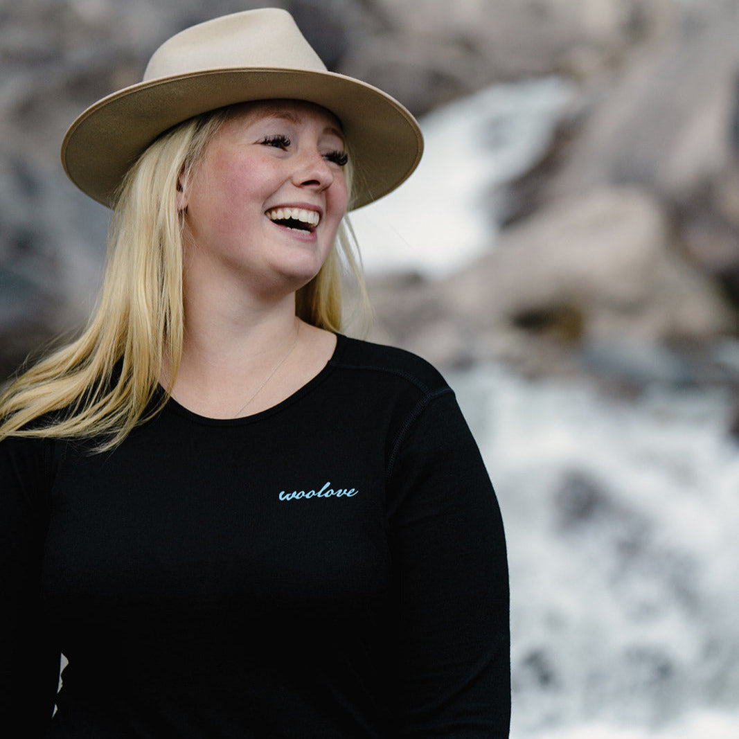 Women's 100% Merino Wool Base Layer Long Sleeve Crew Neck Shirt 190 GSM - NovaSmartLinks