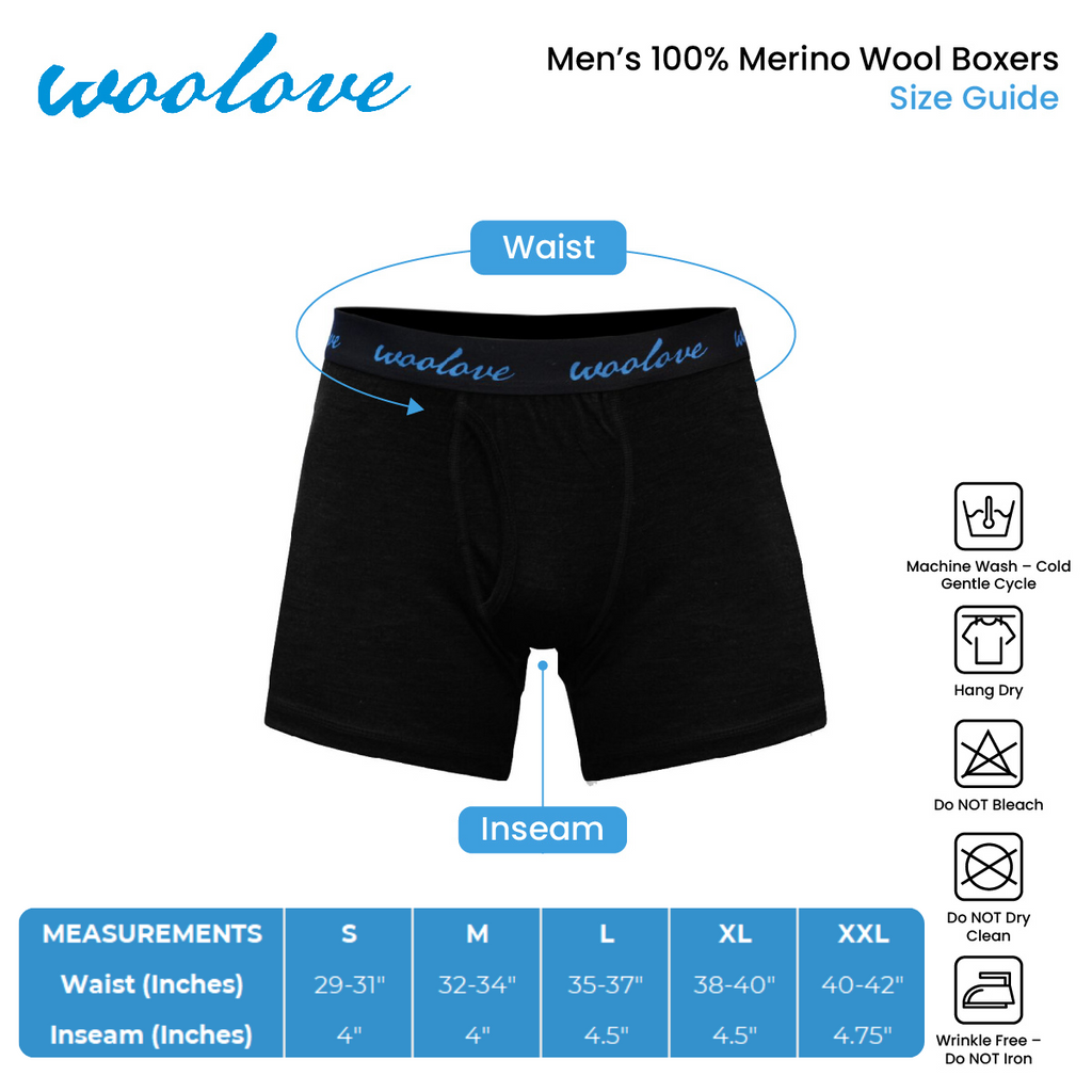 Men's 100% Merino Wool Boxer Brief Underwear - NovaSmartLinks