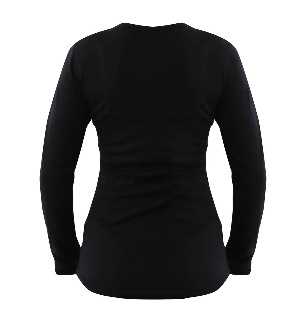 Women's 100% Merino Wool Base Layer Long Sleeve Crew Neck Shirt 190 GSM - NovaSmartLinks