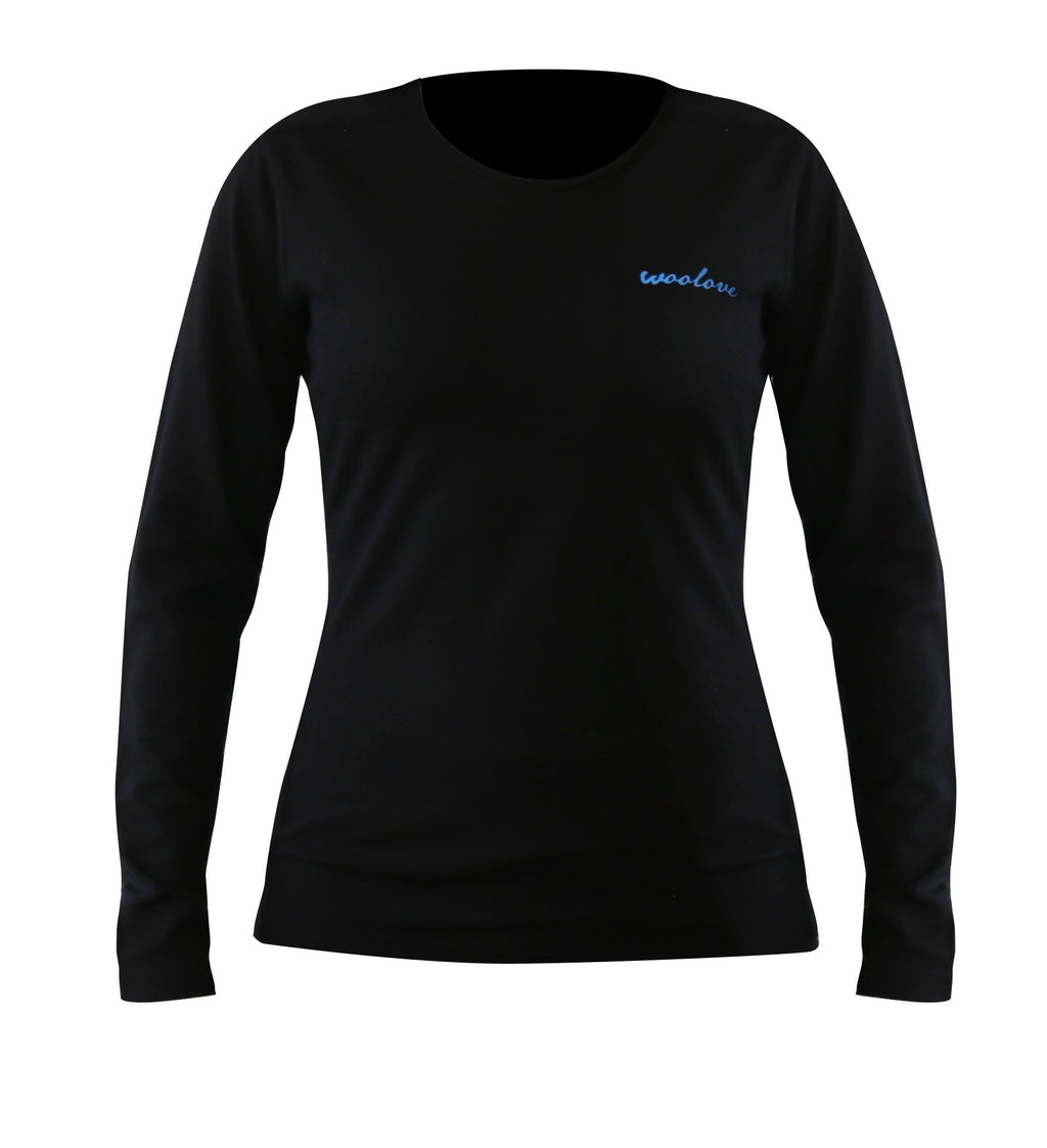 Women's 100% Merino Wool Base Layer Long Sleeve Crew Neck Shirt 190 GSM - NovaSmartLinks