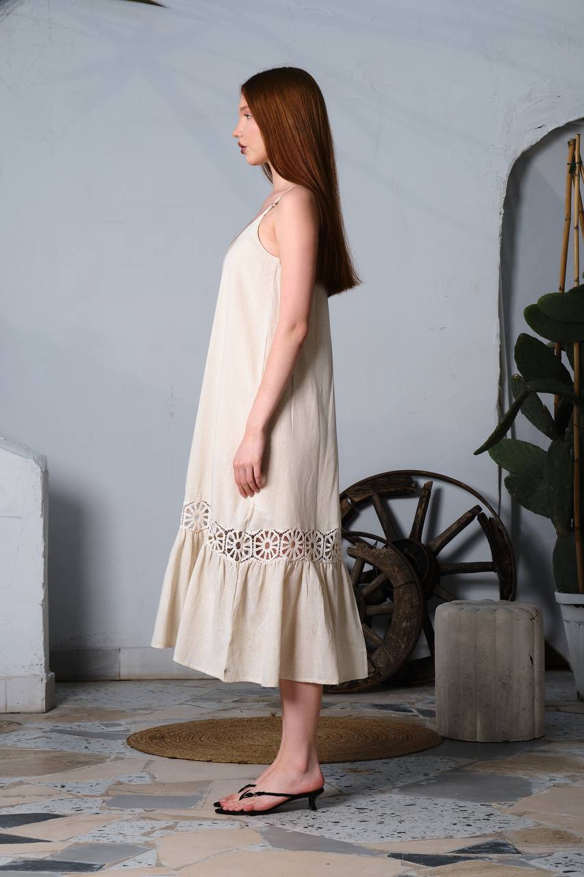 Linen Spaghetti Long Dress - NovaSmartLinks