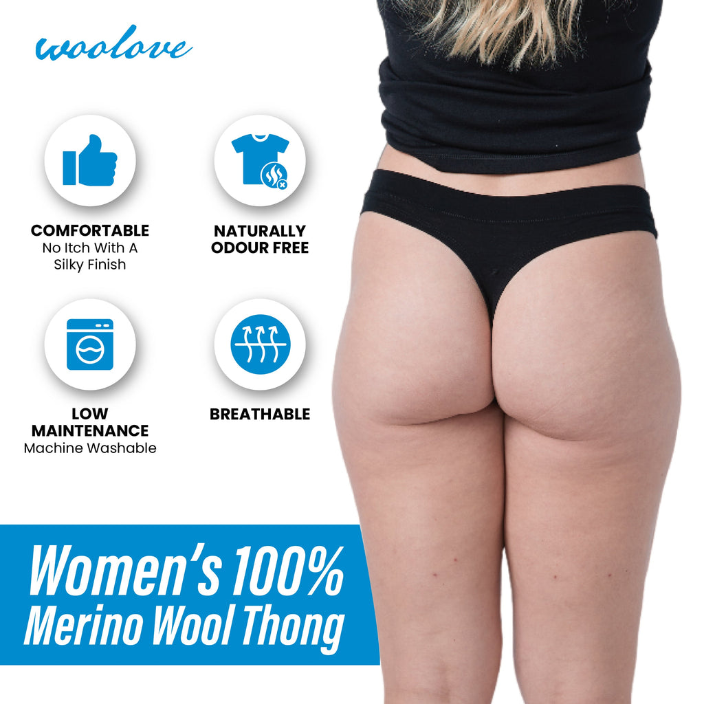 Women's Odour Blocking Merino Wool Underwear - Thong - NovaSmartLinks