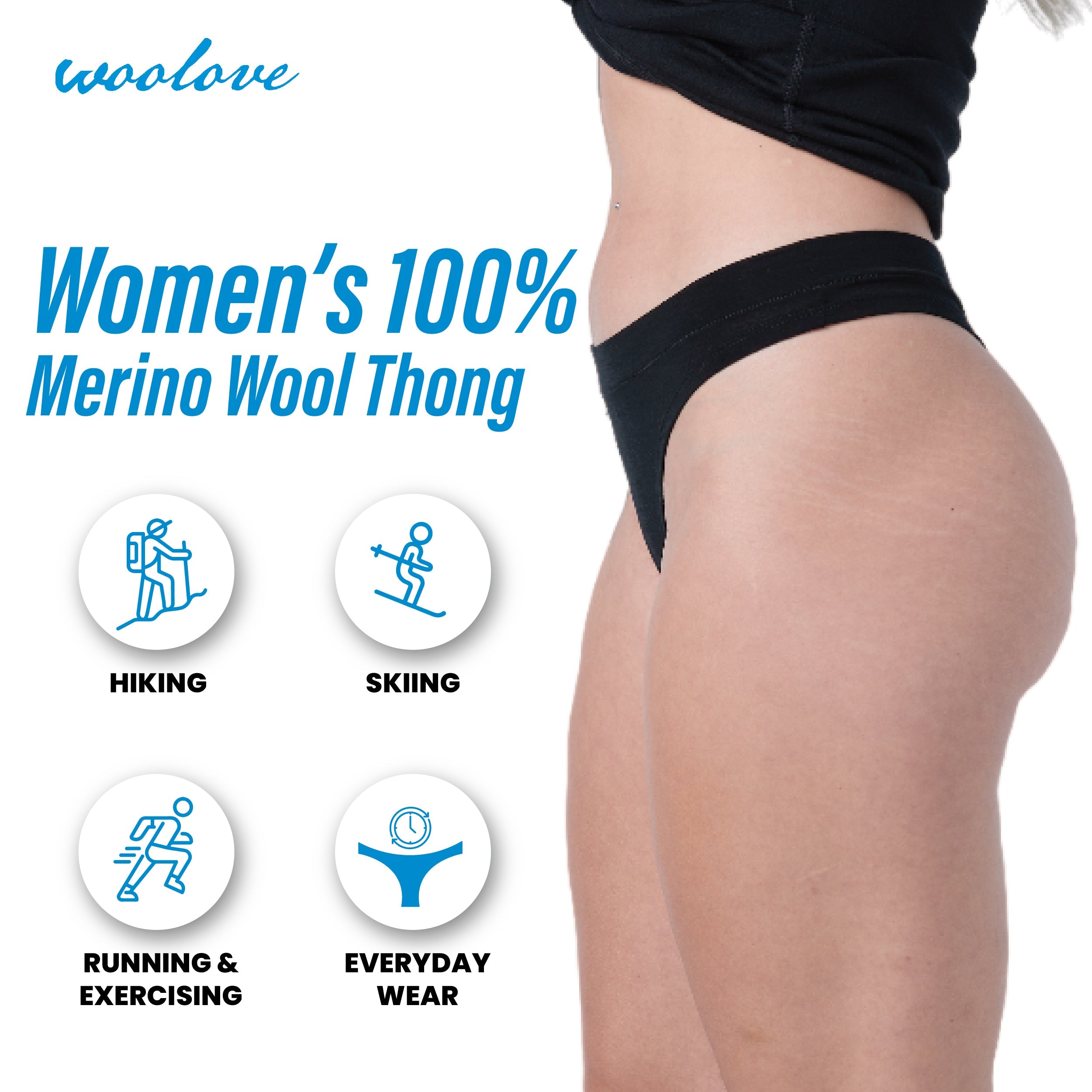 Women's Odour Blocking Merino Wool Underwear - Thong - NovaSmartLinks
