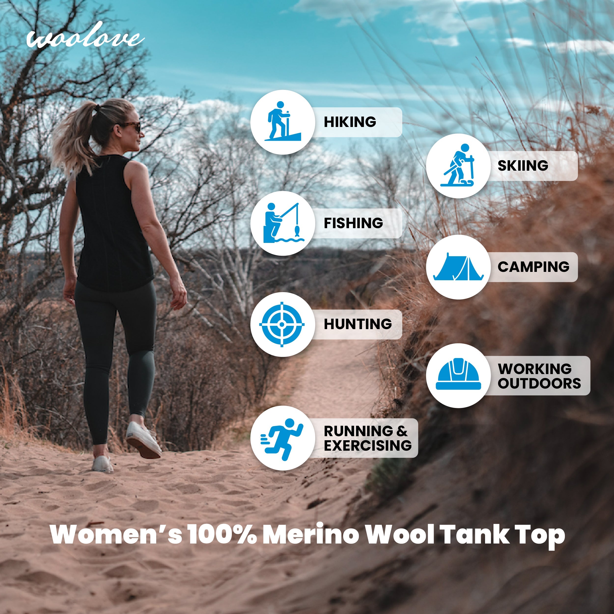 Women's Merino Wool Tank Top with Crew Neck - NovaSmartLinks