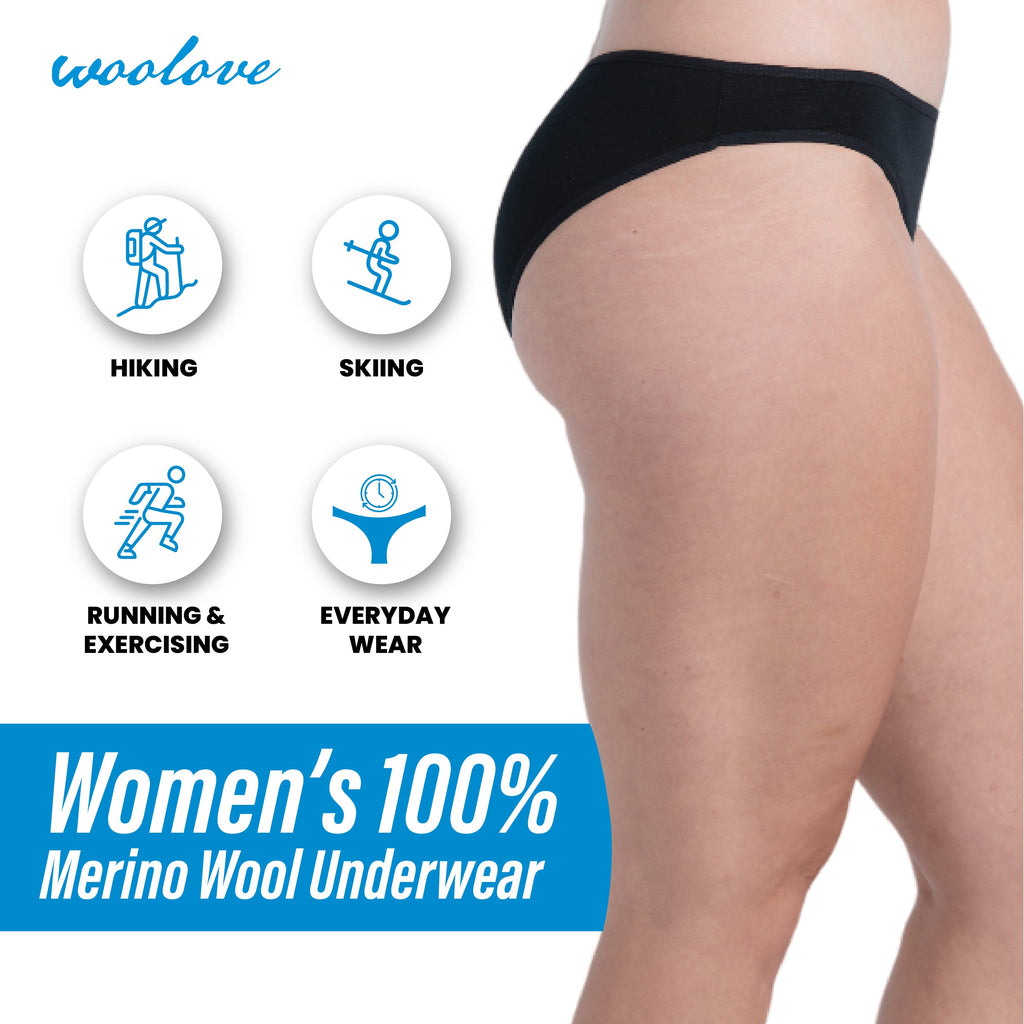Women's Odour Blocking Merino Wool Bikini Brief Underwear - NovaSmartLinks