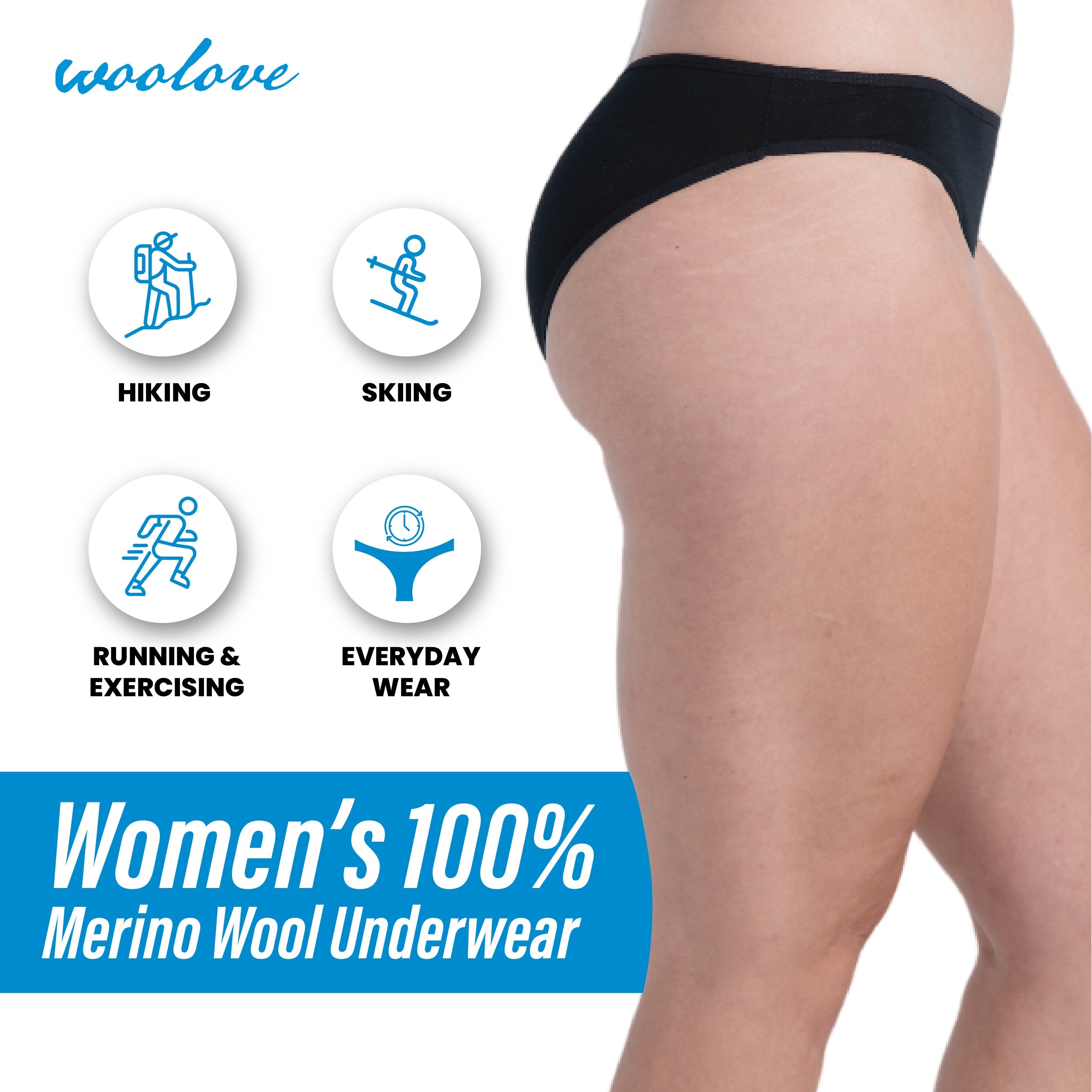 Women's Odour Blocking Merino Wool Bikini Brief Underwear - NovaSmartLinks