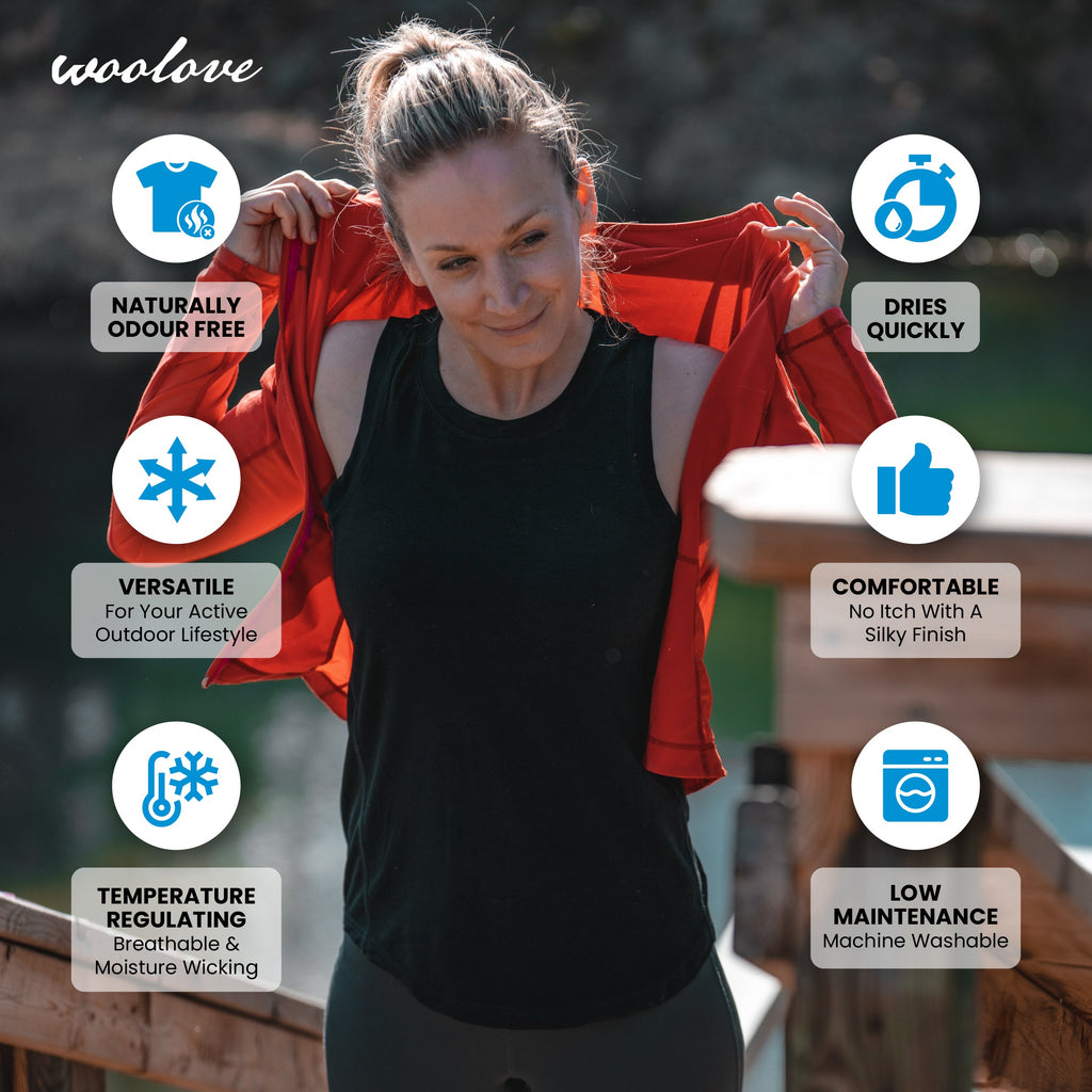 Women's Merino Wool Tank Top with Crew Neck - NovaSmartLinks