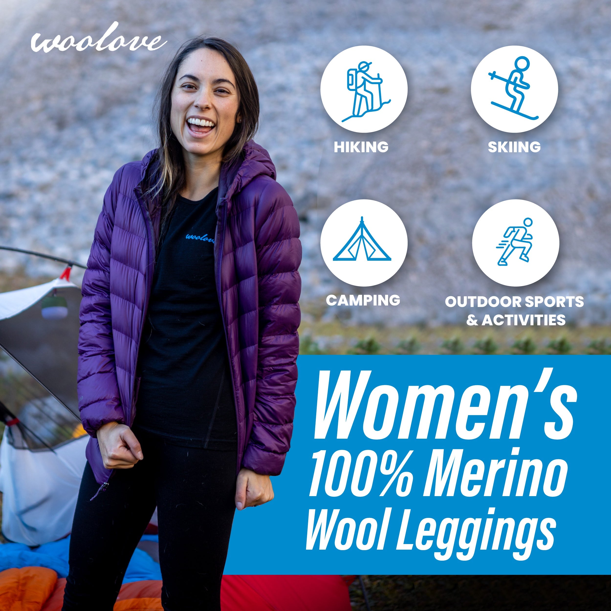 Women's 100% Merino Wool Long Underwear Base Layer Leggings 190 GSM - Midweight - NovaSmartLinks