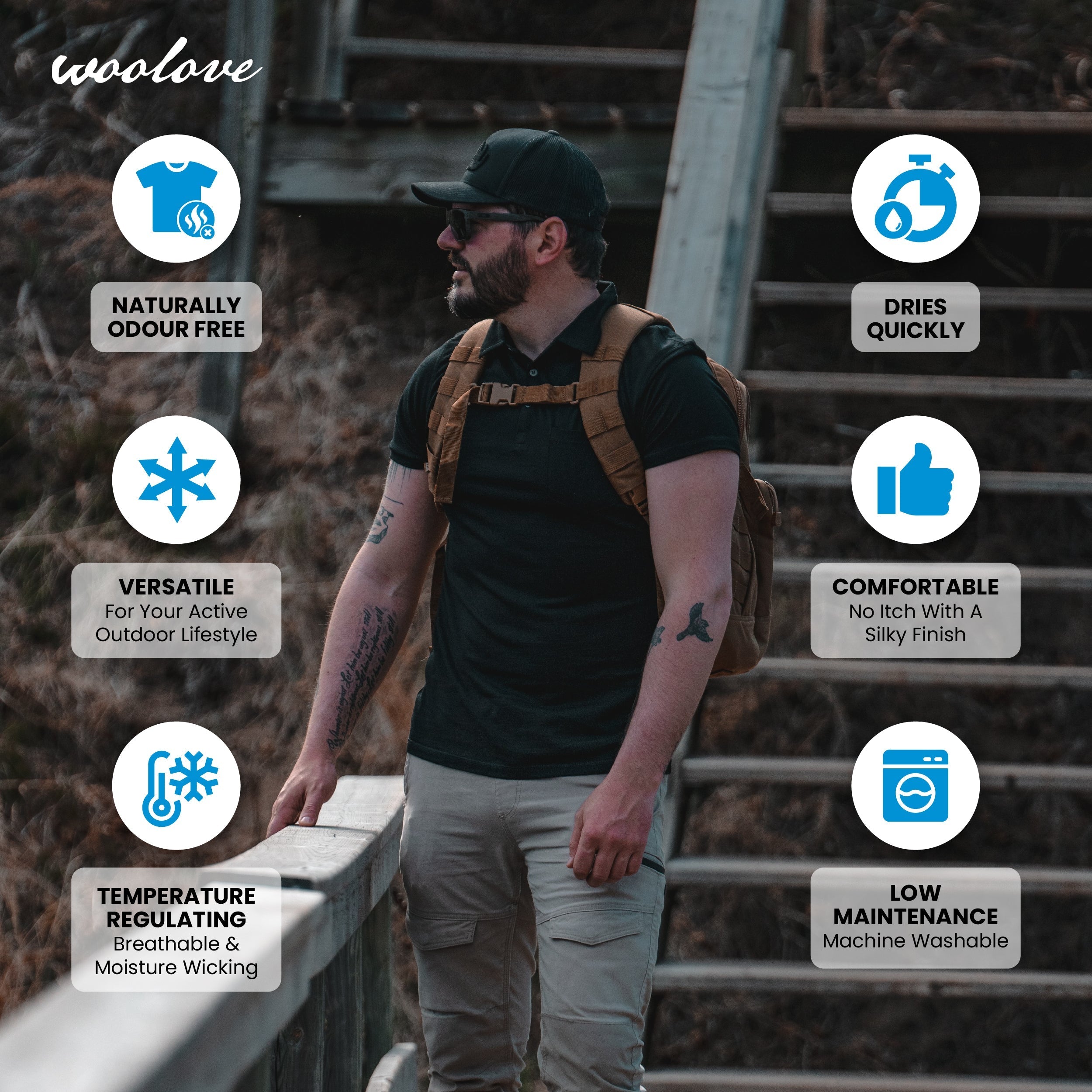 Men's 100% Merino Wool Golf Shirt (with pocket) 175 GSM - Lightweight - NovaSmartLinks