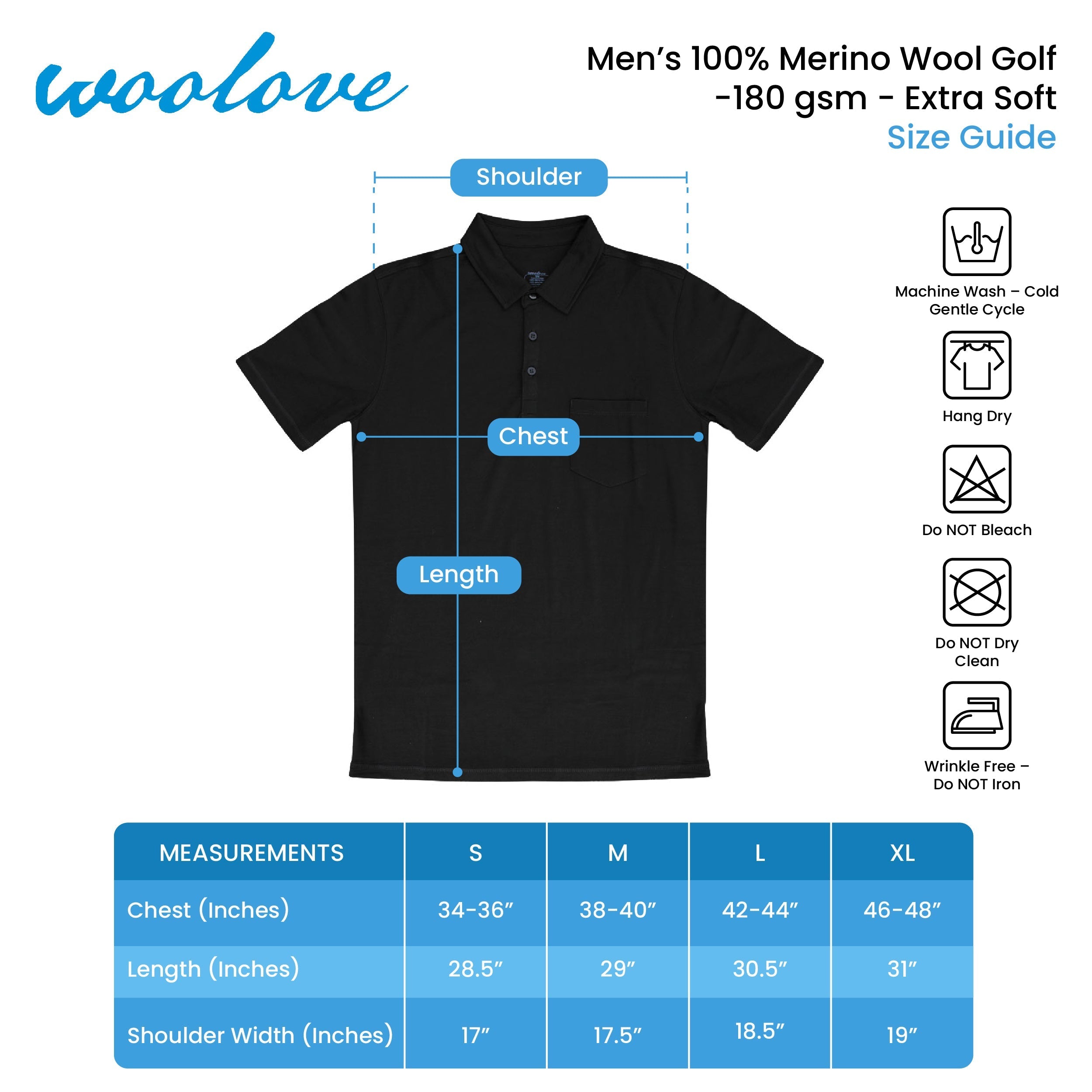 Men's 100% Merino Wool Golf Shirt (with pocket) 175 GSM - Lightweight - NovaSmartLinks