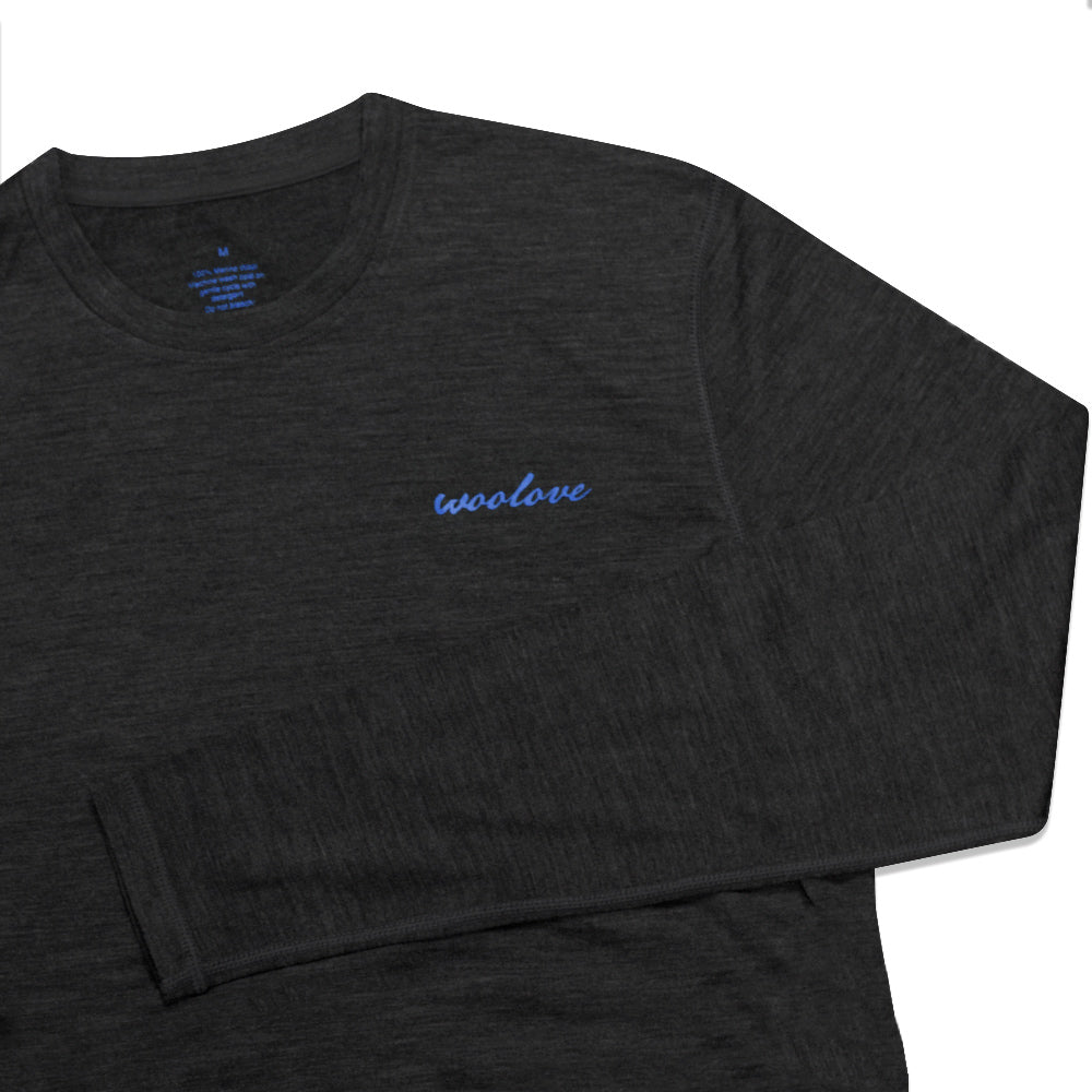 Men's 100% Merino Wool Long Sleeve Crew Neck Shirt 190 GSM - NovaSmartLinks