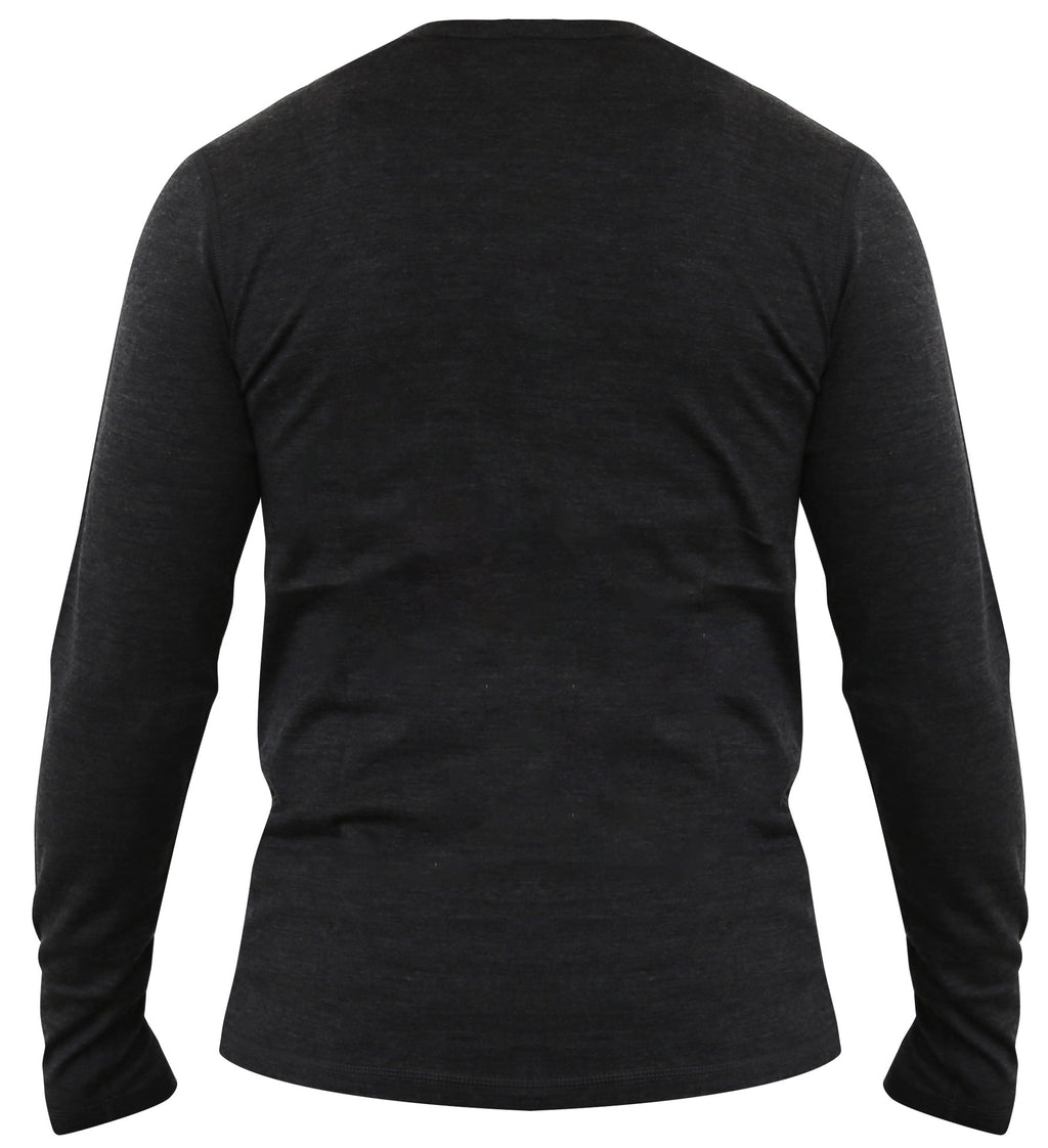 Men's 100% Merino Wool Long Sleeve Henley 190 GSM - NovaSmartLinks