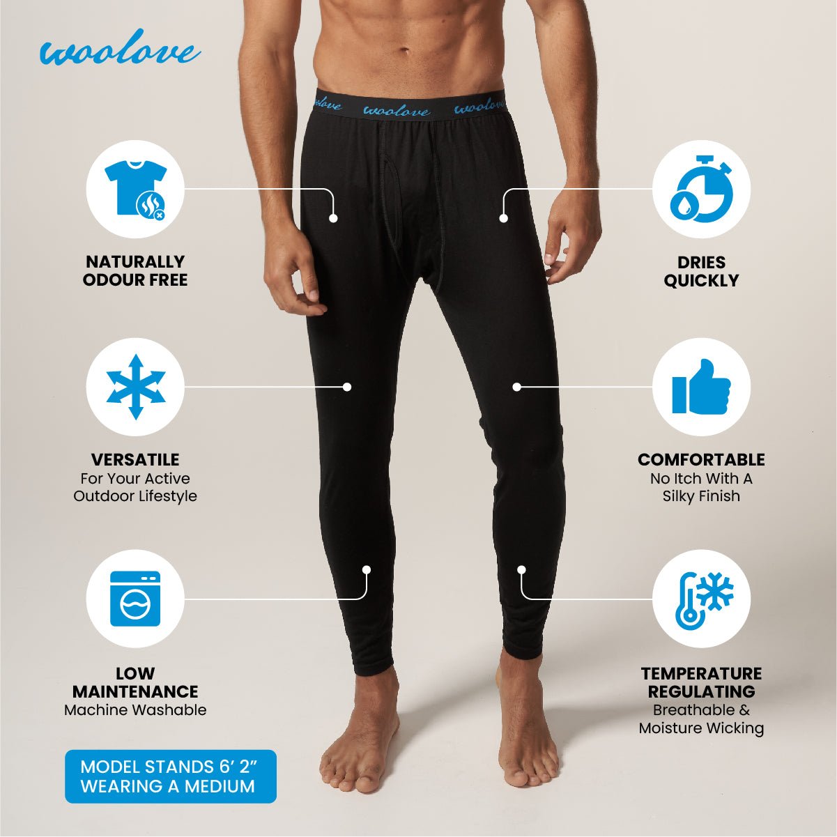 Men's 100% Merino Wool Long Underwear Base Layer Leggings 260 GSM - Heavyweight - NovaSmartLinks