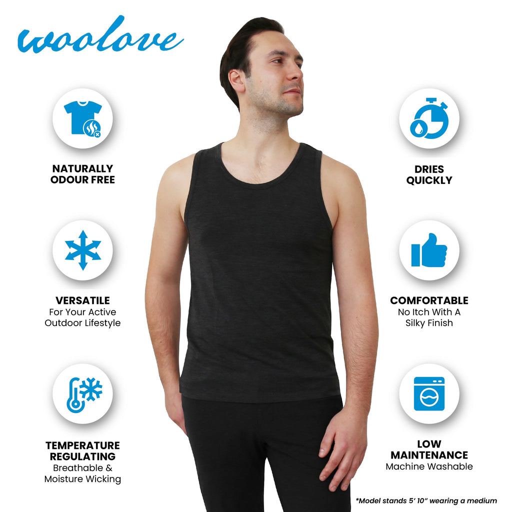 Men's Merino Wool Tank Top with Crew Neck - NovaSmartLinks