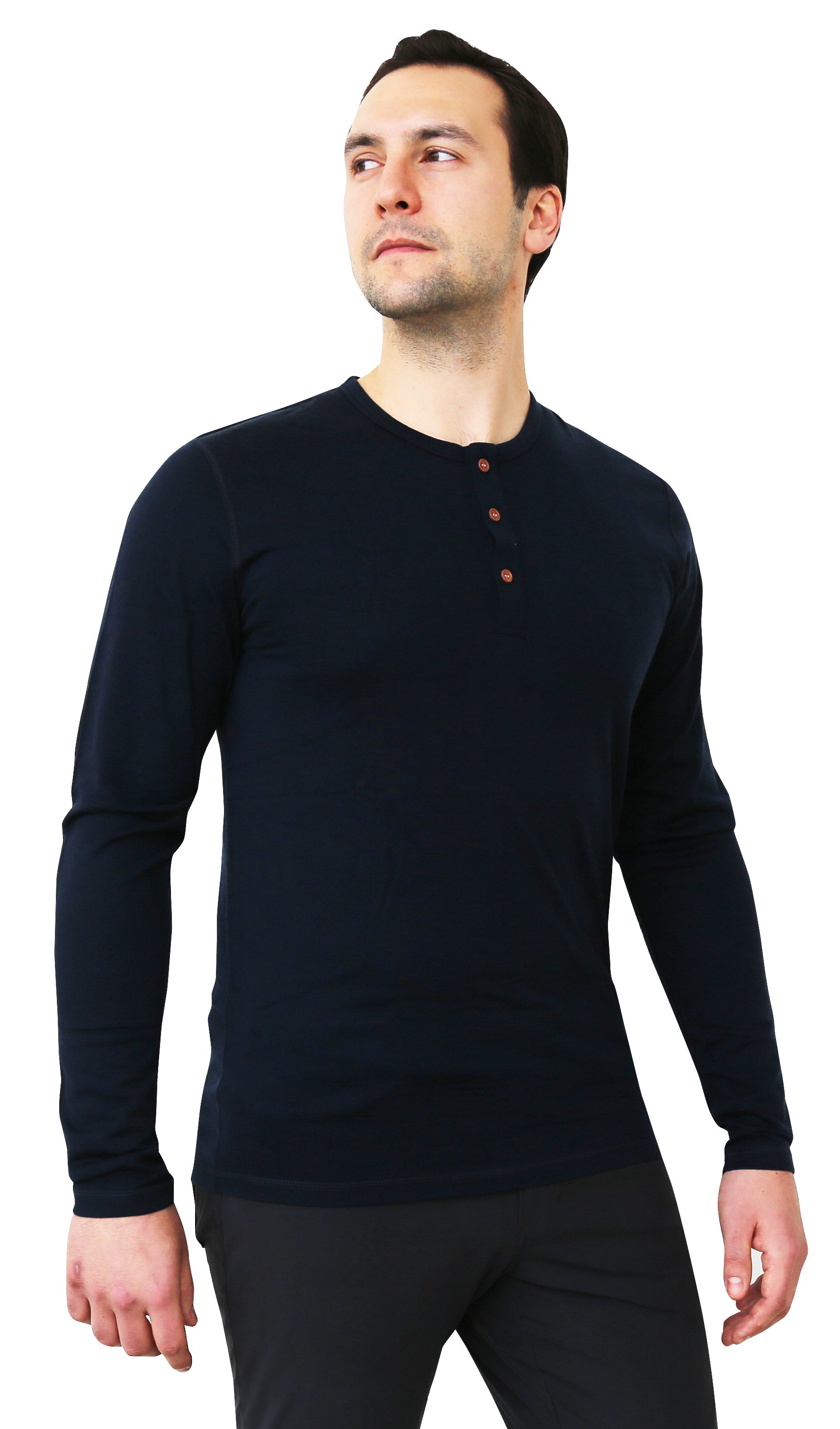 NorthWool Men's Merino Wool Long Sleeve Henley Base Layer Shirt 260 GSM - NovaSmartLinks