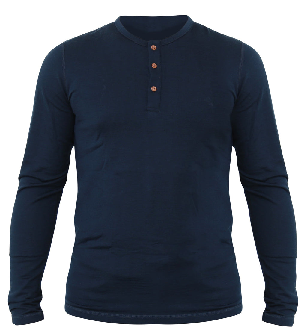 NorthWool Men's Merino Wool Long Sleeve Henley Base Layer Shirt 260 GSM - NovaSmartLinks