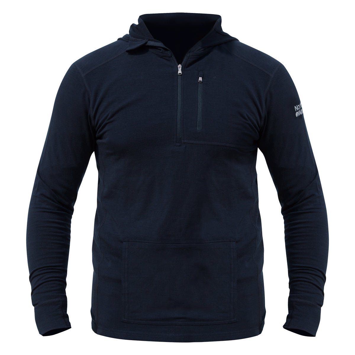 NorthWool Men's Merino Wool 1/4 Zip Midlayer Hoodie with Pouch and Pocket 260 GSM - NovaSmartLinks