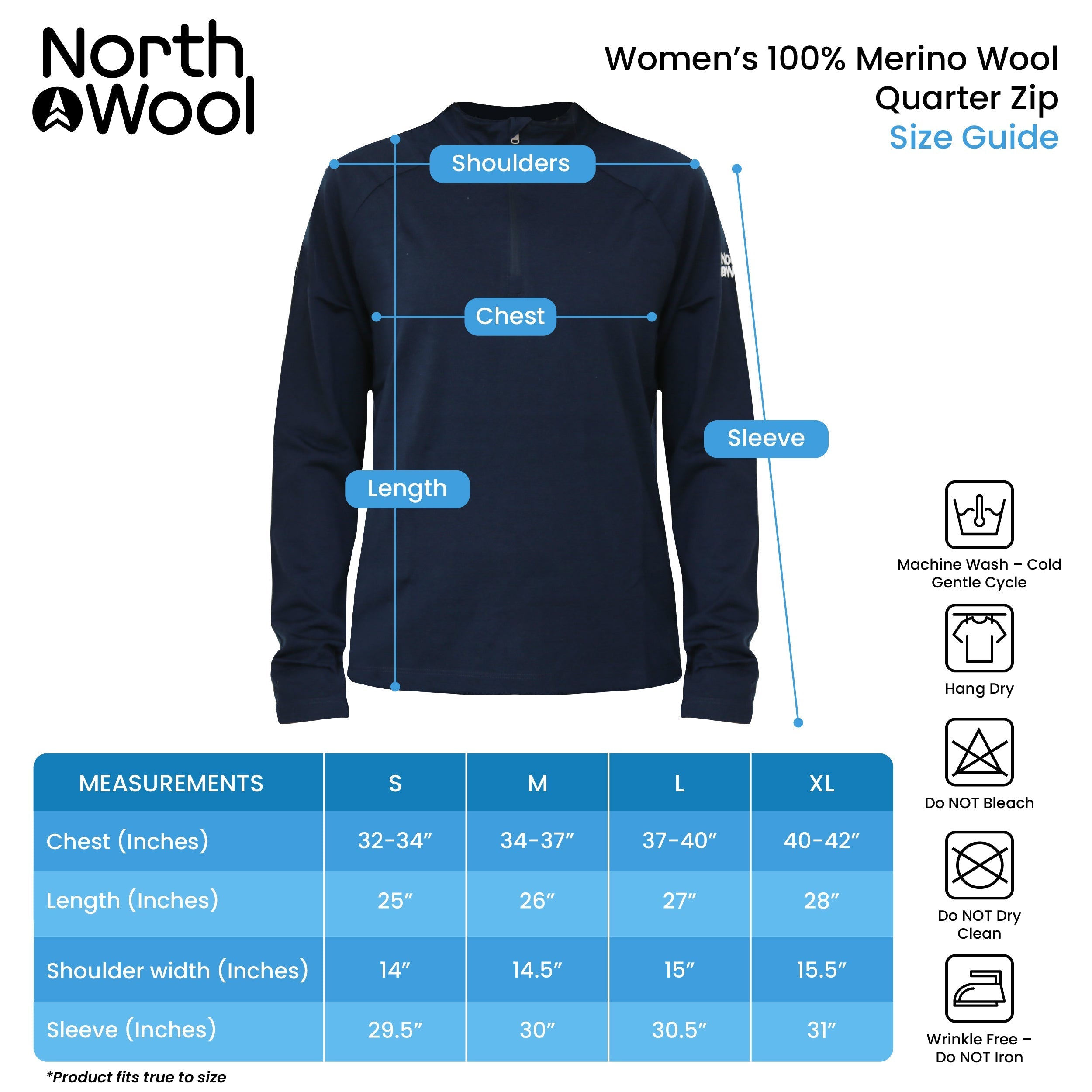 NorthWool Women's 100% Merino Wool 1/4 Zip Baselayer Pullover Sweater 260 GSM - NovaSmartLinks