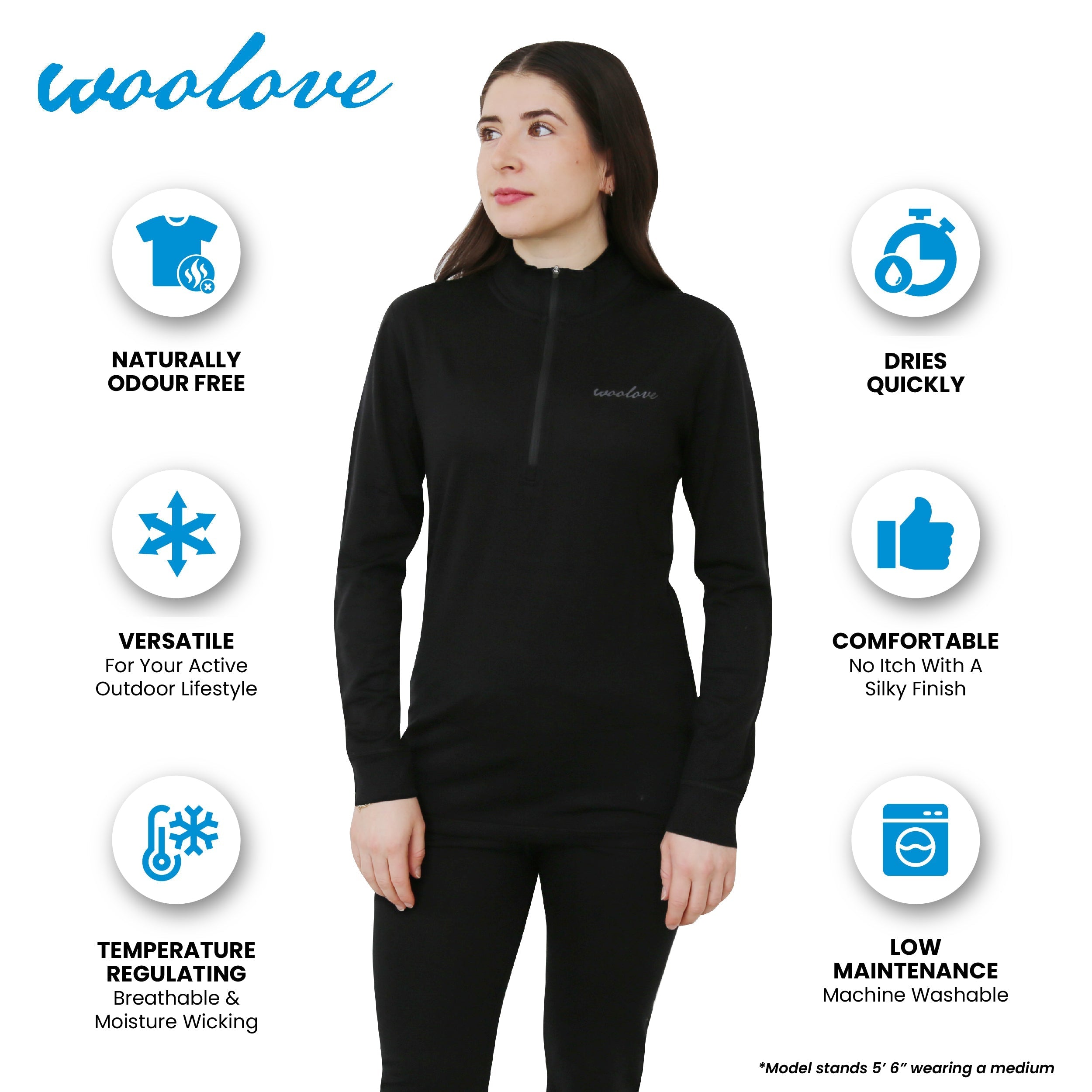 Women's 100% Merino Wool 1/4 Zip Pullover 190 GSM - NovaSmartLinks